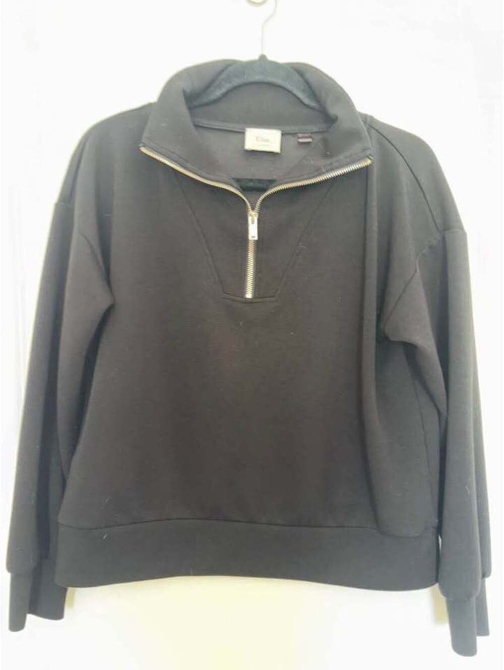 Elie Tahari Black Quarter-Zip Sweatshirt